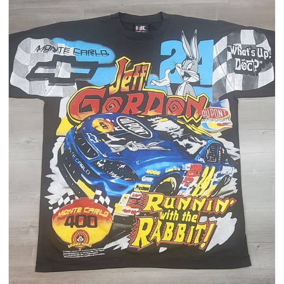 Jeff Gordon Tshirt All Over Print Bugs Bunny Monte Carlo 400 Looney Tunes New LG - Picture 2 of 11